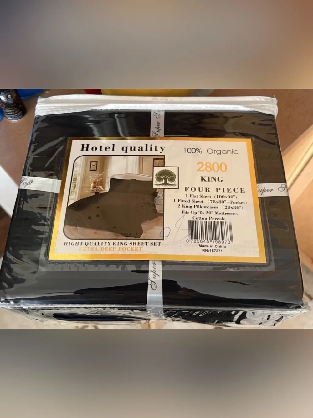 NEW Hotel Quality 2800 TC 100% Organic Cotton Sheets KING Size Deep Pocket Black